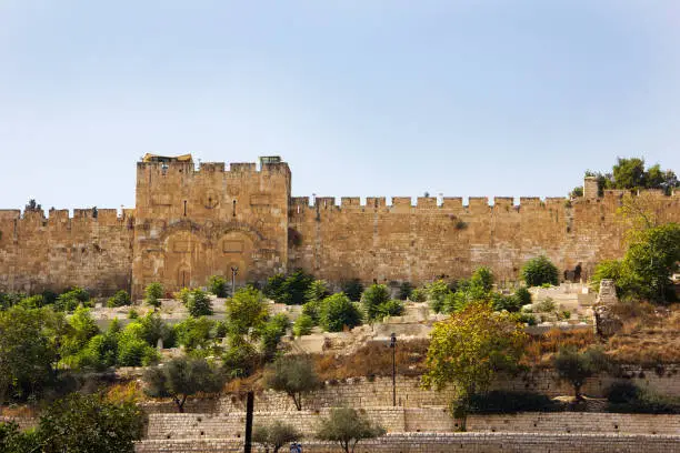 Photo of Famous Golden Gate in the walls of the Old City of Jerusalem , Israel