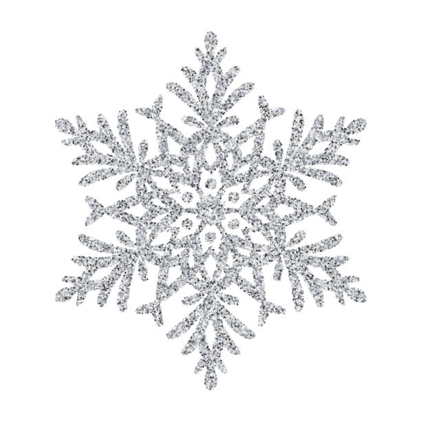 Snowflake - Silver glitter vector Christmas Ornament on white background Snowflake - Silver glitter vector Christmas Ornament on white background confetti clipart stock illustrations