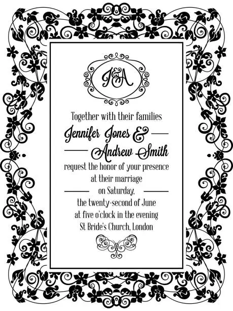 Vector illustration of Vintage delicate formal invitation card