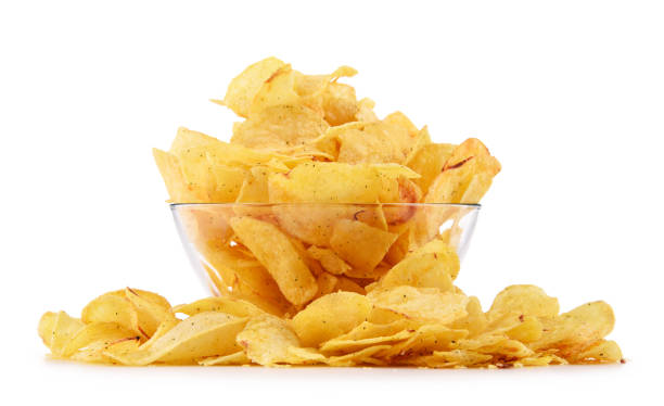 istock Bowl of potato chips isolated on white background 872143462