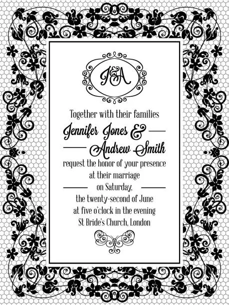 Vector illustration of Vintage baroque style wedding invitation card