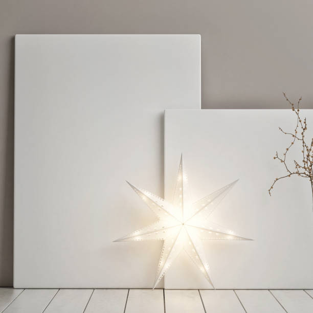 istock Mock up posters with Christmas star decoration 872155812