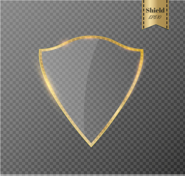 transparentes schild. safety glass badge icon. privacy guard banner. schutzschild konzept. dekoration secure element. abwehrschild. naturschutz-symbol. vektorabbildung - new york city built structure glass backgrounds stock-grafiken, -clipart, -cartoons und -symbole