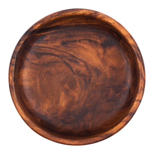 istock Empty wooden bowl isolated on white background. Top view 872160200