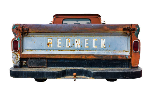 Retro Redneck Truck Grungy Old Pickup Truck With Redneck On The Back old truck stock pictures, royalty-free photos & images