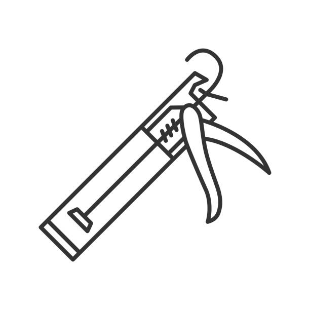 Caulking gun icon Caulking gun linear vector icon. Thin line silicon stock illustrations