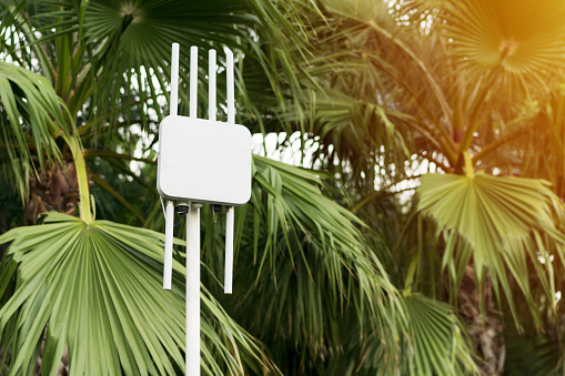 Outdoor wifi router. The street transmitter of the Internet signal