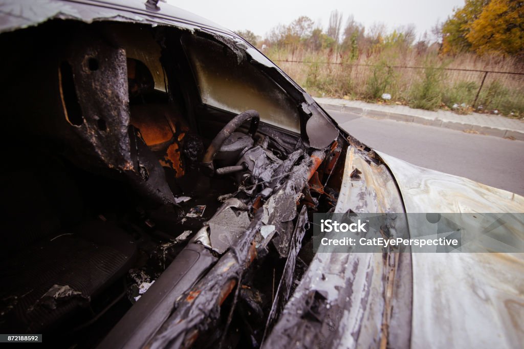 Verbrannt Auto - Lizenzfrei Alt Stock-Foto