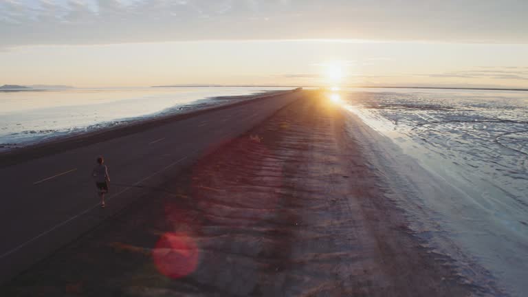 Aerial 4K: Running Toward the Sun