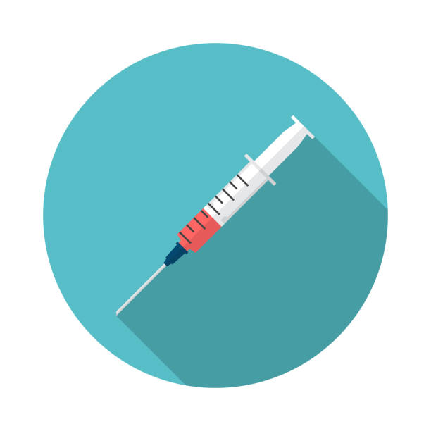 ikona koła strzykawki z długim cieniem. płaski styl projektowania. - medium shot stock illustrations