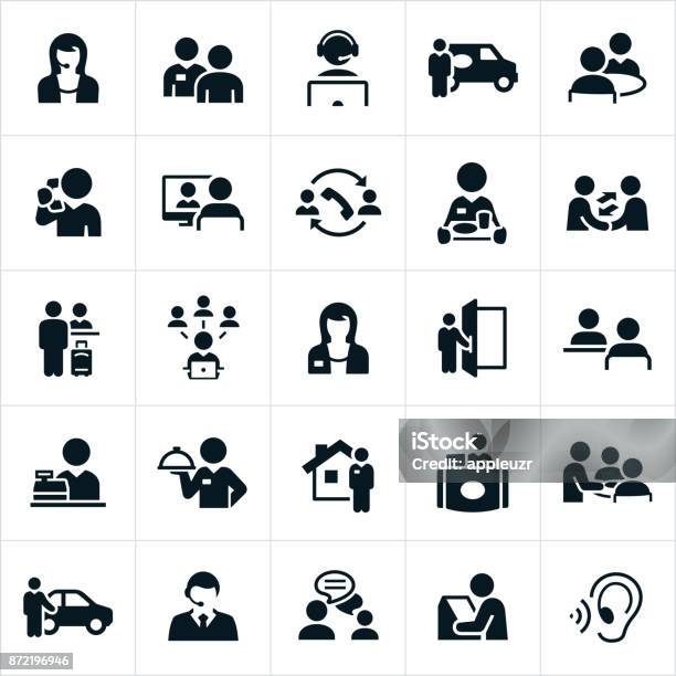 Customer Service Icons Stock Illustration - Download Image Now - Icon Symbol, Hotel Reception, Service