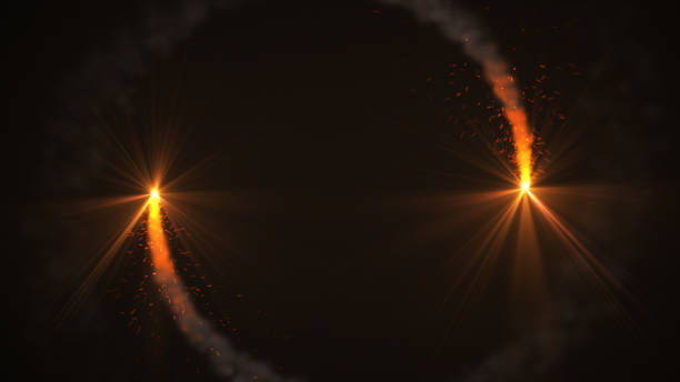 istock Fire comet flying. Shining lights in motion with small particles. 872206982