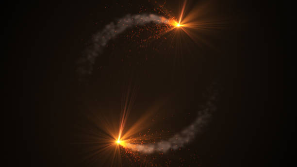 istock Fire comet flying. Shining lights in motion with small particles. 872206986
