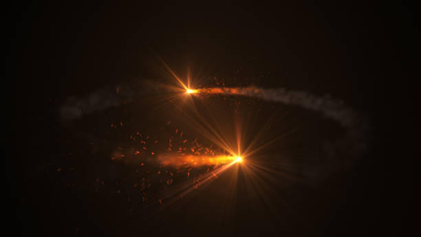 istock Fire comet flying. Shining lights in motion with small particles. 872206990