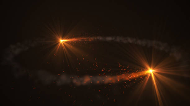 istock Fire comet flying. Shining lights in motion with small particles. 872207008