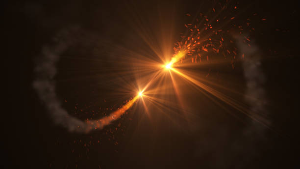 istock Fire comet flying. Shining lights in motion with small particles. 872207026