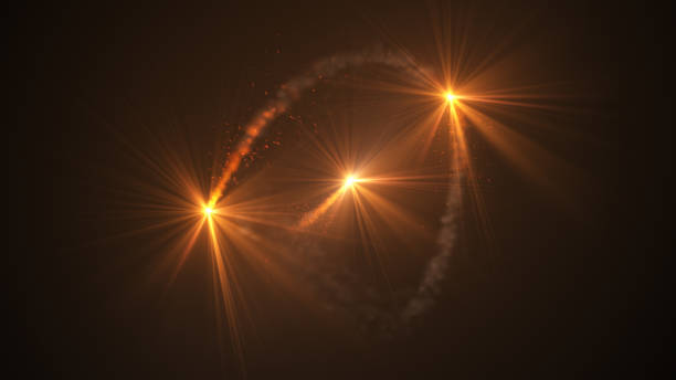istock Fire comet flying. Shining lights in motion with small particles. 872207098