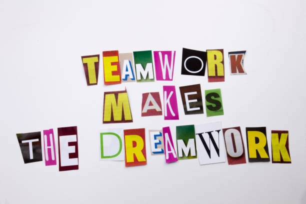 istock A word writing text showing concept of Teamwork Makes The Dream work made of different magazine newspaper letter for Business case on the white background with copy space 872217416