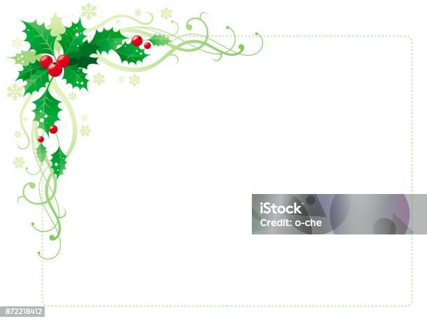 Merry Christmas And Happy New Year Corner Horizontal Border Banner With Holly Berry Leafs Isolated On White Background Abstract Poster Greeting Card Design Template Vector Illustration Stock Illustration - Download Image Now