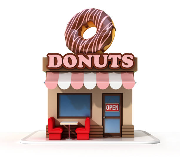 Donuts Shop Store On A White Background 3d Rendering Stock Photo - Download  Image Now - iStock