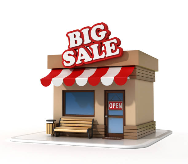 istock Big sale mini store  on a white background 3d rendering 872222392