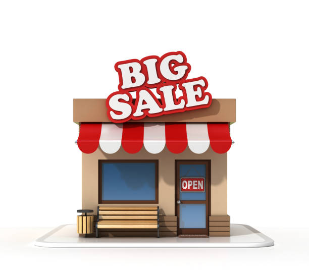 istock Big sale mini store  on a white background 3d rendering 872222480