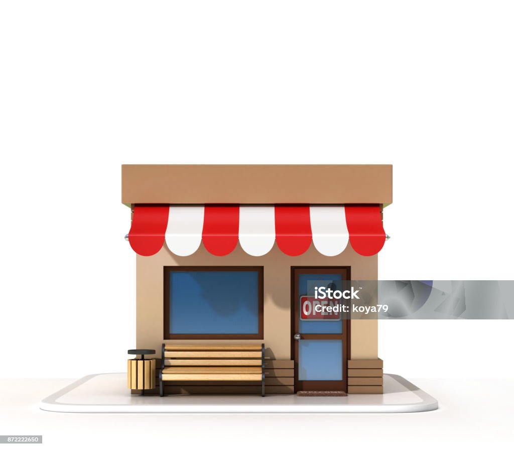 Mini Store Backround Mini Store On A White Background 3d Rendering Stock Photo - Download ...