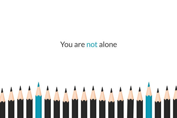 You are not alone supportive text You are not alone supportive text with pencils illustration you are not alone stock illustrations
