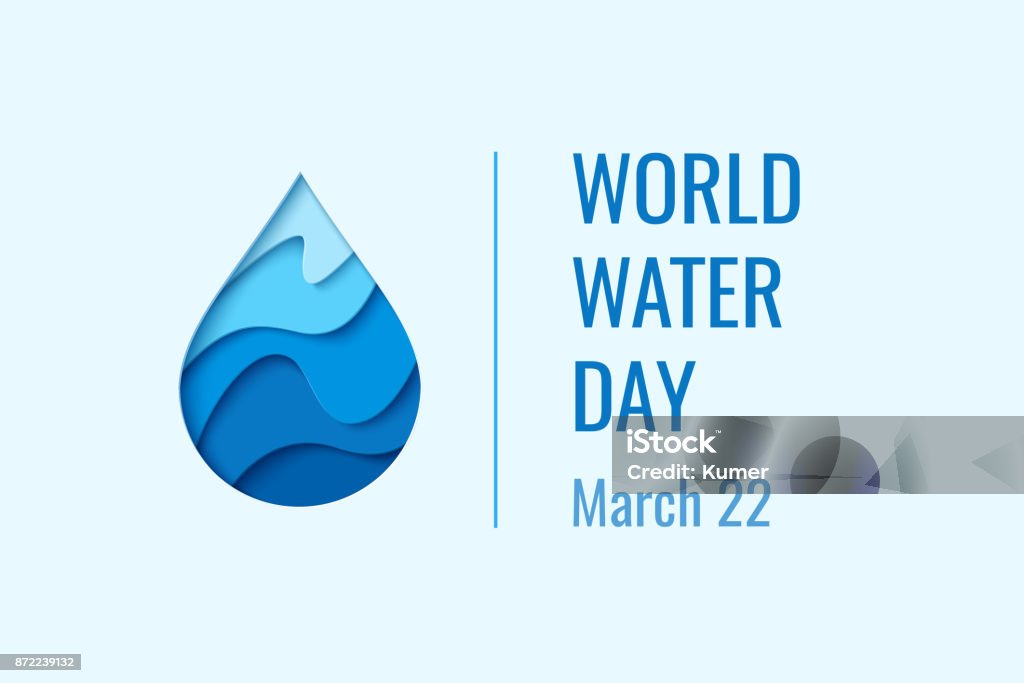 World Water Day - vector waterdrop concept World Water Day - vector abstract waterdrop concept. Save the water - ecology concept background with paper cut water drop Water stock vector