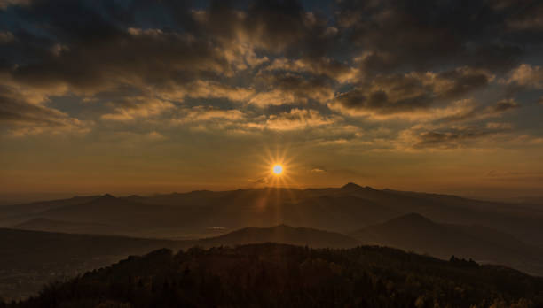 istock Sunset evening on Varhost hill in Ceske Stredohori mountains 872242688