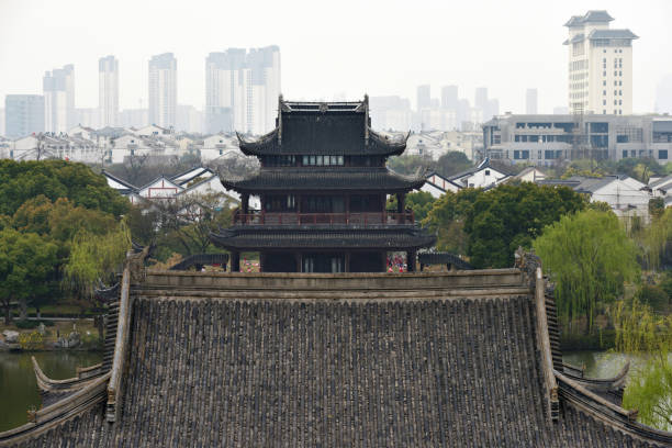 Suzhou, China - March 22: Panorama of Suzhou on March 22, 2016 in China. Suzhou is a major economic center and focal point of trade and commerce in Jiangsu Province, East China.