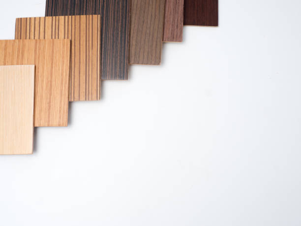 istock Samples of veneer wood on white background. interior design select material for idea.Hand holding veneer wood. 872250570