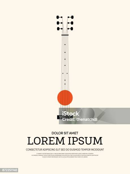 Music Retro Vintage Poster Background Stock Illustration - Download Image Now - Guitar, Music, String