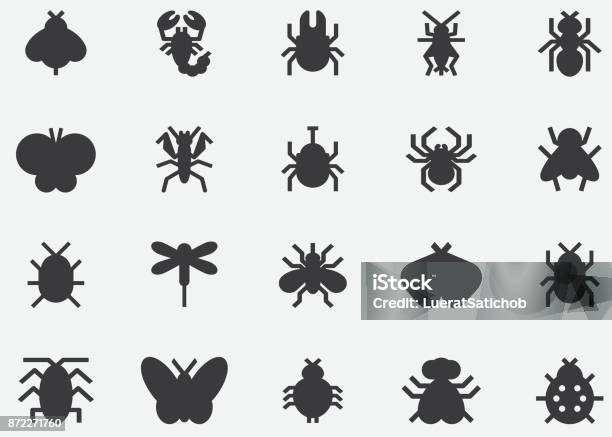 Insects And Bugs Black Silhouette Icons Stock Illustration - Download Image Now - Icon Symbol, Insect, Spider