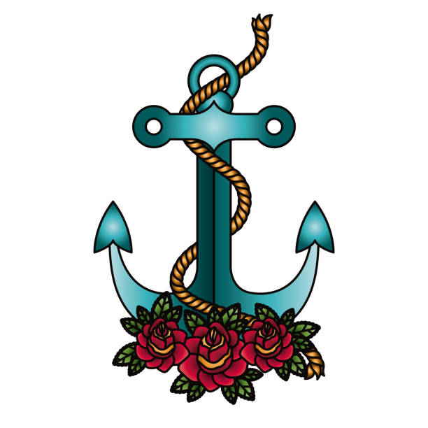 Clip Art Of Anchor And Rose Tattoo Illustrations, Royalty-Free Vector  Graphics & Clip Art - iStock