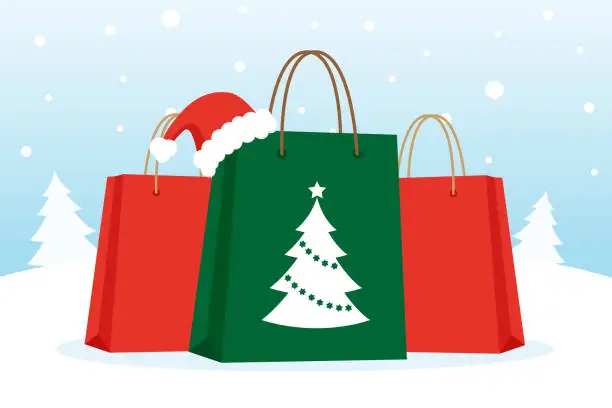 Vector illustration of Christmas shopping