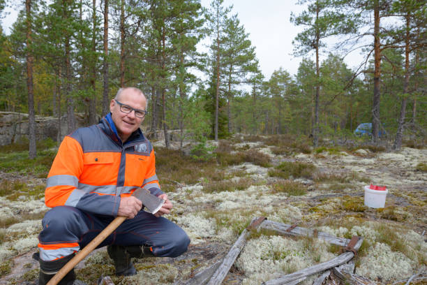 istock Mature handsome man working and felling trees in the forest 872285004