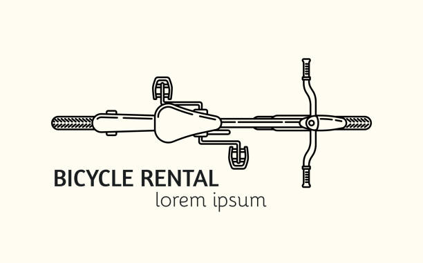 ilustraciones, imágenes clip art, dibujos animados e iconos de stock de plantilla de logotipo de estilo lineal moderno bicicleta alquiler. - extremal