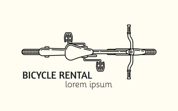 현대 선형 스타일 자전거 임대 로고 템플릿입니다. - extremal stock illustrations