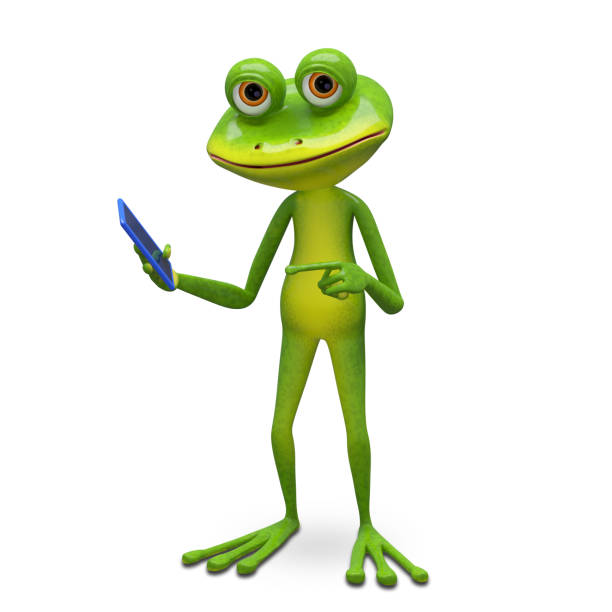 abstract illustration of the green frog with a smartphone
