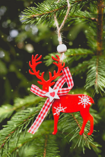 istock Northern reindeer. Christmas tree toy in rustic style 872295300