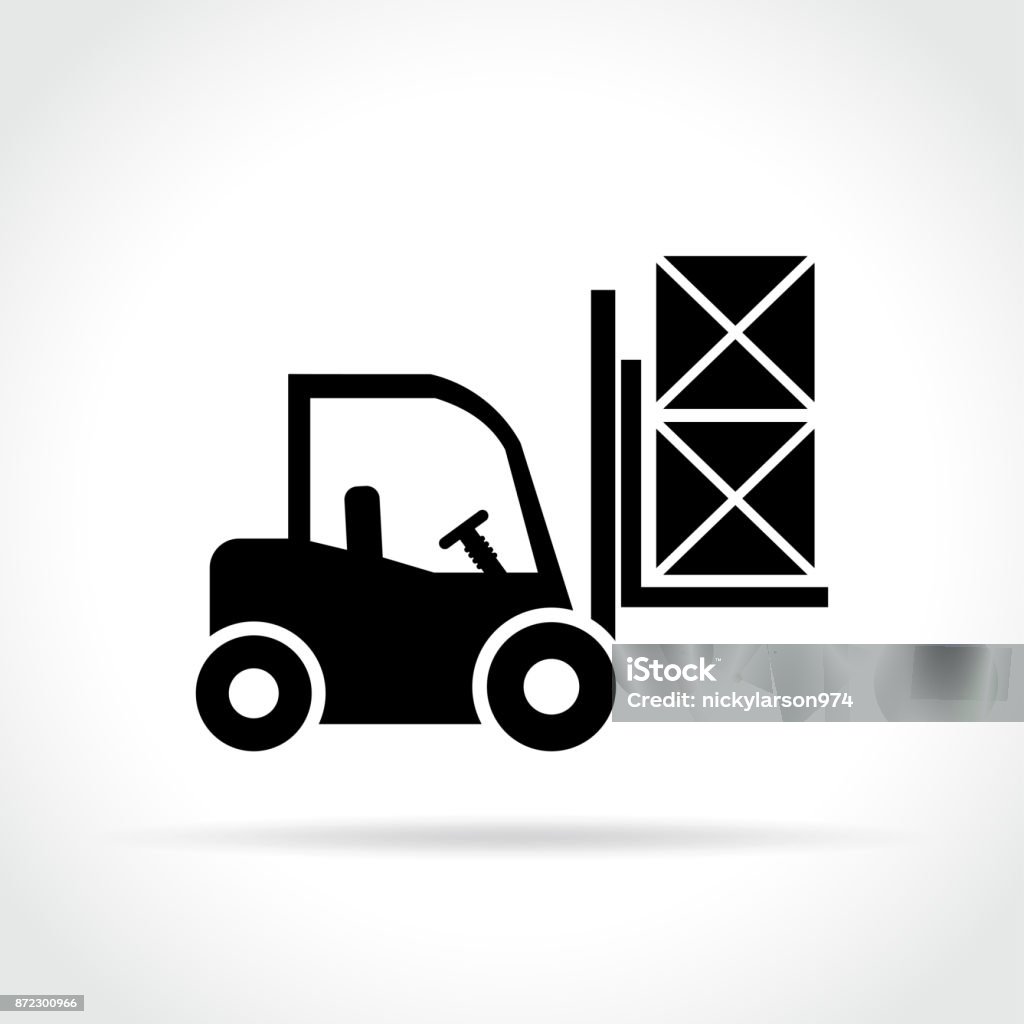 fork lift icon on white background Illustration of fork lift icon on white background Forklift stock vector
