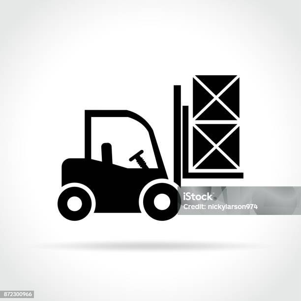 Fork Lift Icon On White Background Stock Illustration - Download Image Now - Forklift, Icon Symbol, Box - Container