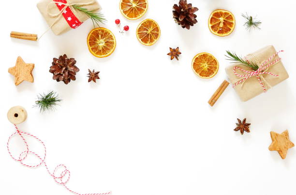 istock Christmas composition. Gift, christmas decoration on white background 872315608