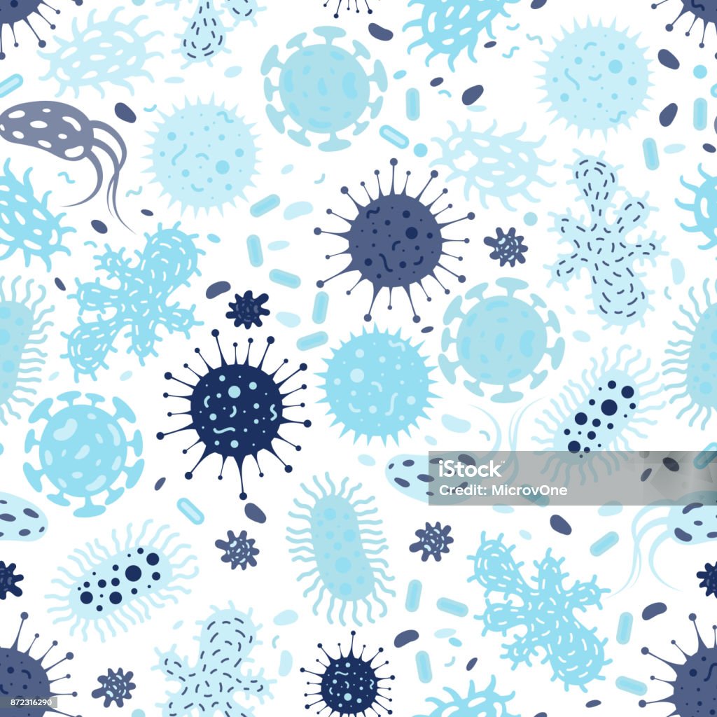 Seamless texture with bacterias and germs. Vector pattern Seamless texture with bacterias and germs. Vector seamless pattern illustration Virus stock vector