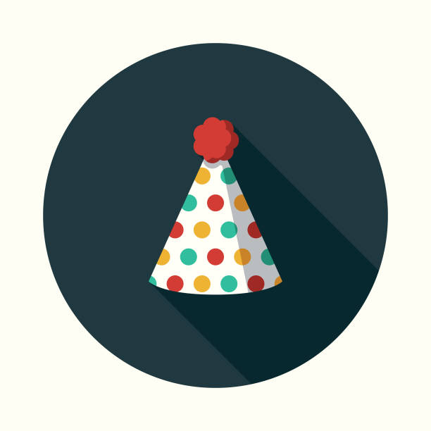 Party Hat Flat Design Party Icon with Side Shadow A flat design styled business icon with a long side shadow. Color swatches are global so it’s easy to edit and change the colors. party hat stock illustrations