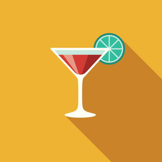 illustrazioni stock, clip art, cartoni animati e icone di tendenza di icona del martini flat design party con ombra laterale - manhattan