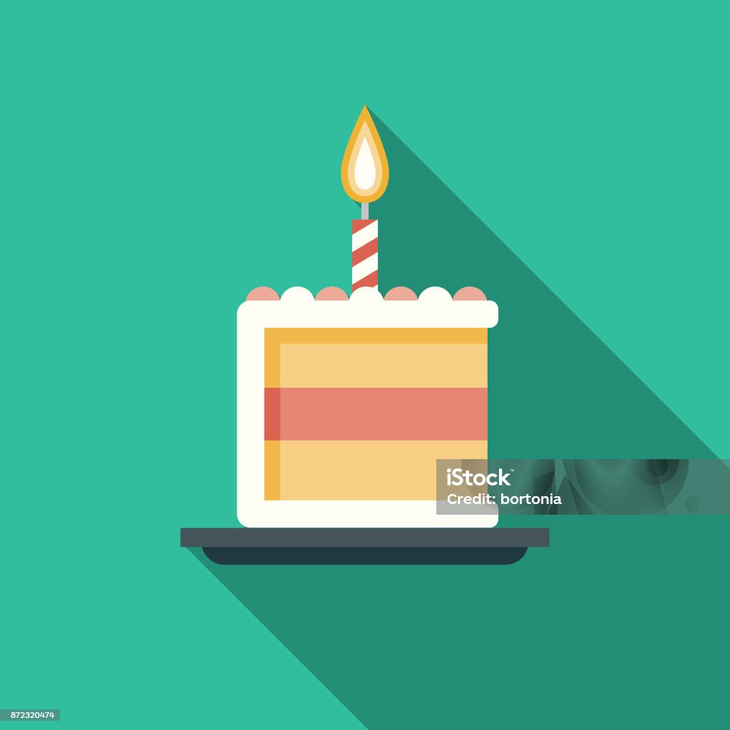 Birthday Cake Flat Design Party Icon with Side Shadow A flat design styled business icon with a long side shadow. Color swatches are global so it’s easy to edit and change the colors. Birthday Cake stock vector
