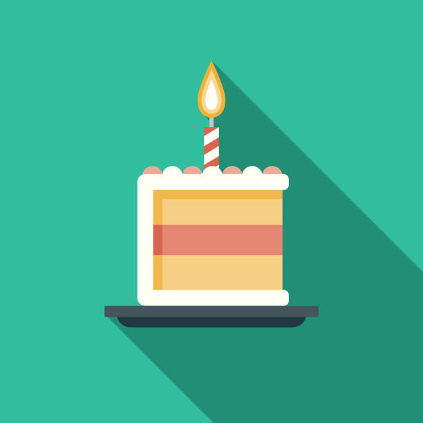 Birthday Cake Flat Design Party Icon with Side Shadow A flat design styled business icon with a long side shadow. Color swatches are global so it’s easy to edit and change the colors. candle illustrations stock illustrations