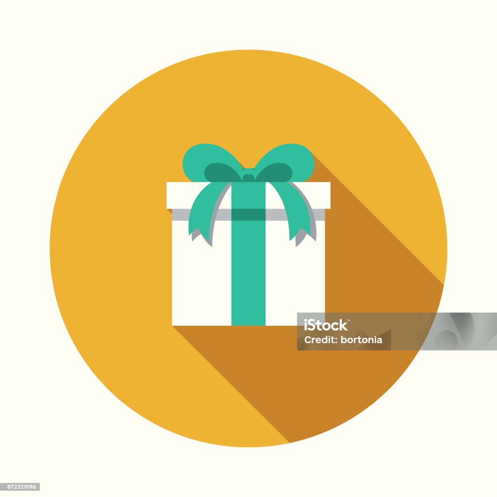 Gift Flat Design Party Icon with Side Shadow A flat design styled business icon with a long side shadow. Color swatches are global so it’s easy to edit and change the colors. Gift stock vector